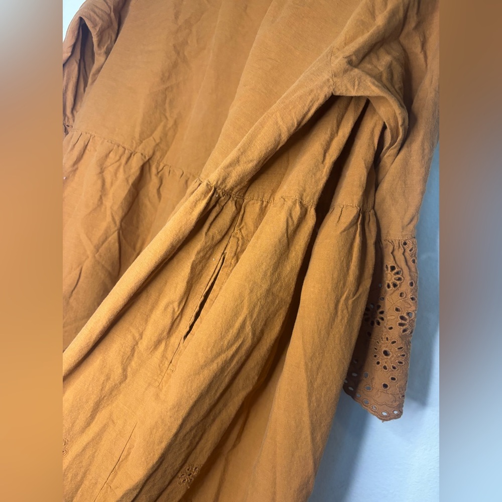 WORLD MARKET LONG LINED BURNT ORANGE EMBROIDERED OPEN FRONT CARDIGAN SZ L/XL - Picture 7 of 8